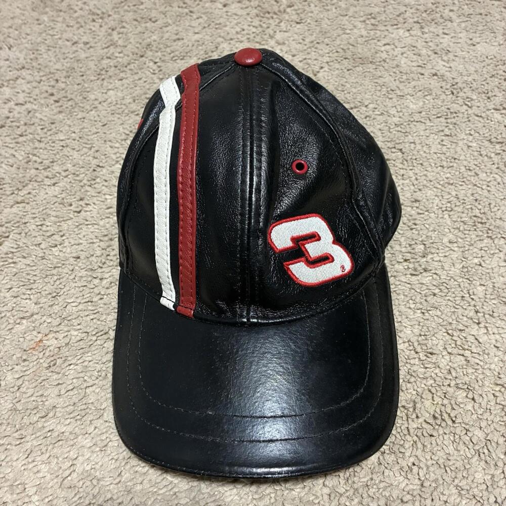 Vintage Dale Earnhardt Hat Leather Strap Back 90s NASCAR Racing Velocity